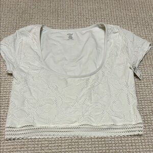 Aerie Ivory Lace Detailed Crop Top New Med